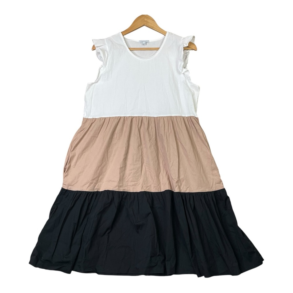 Cristina Vergani Women midi Dress Short Sleeve colorblock size XL Made in Italy